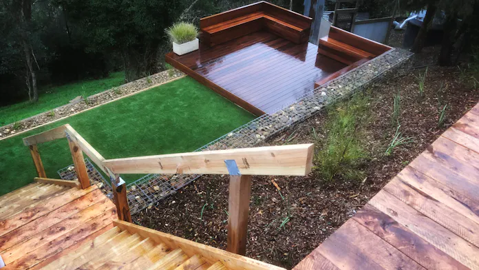 Landscaping a home in Warrandyte, Melbourne with difficult access with timber work